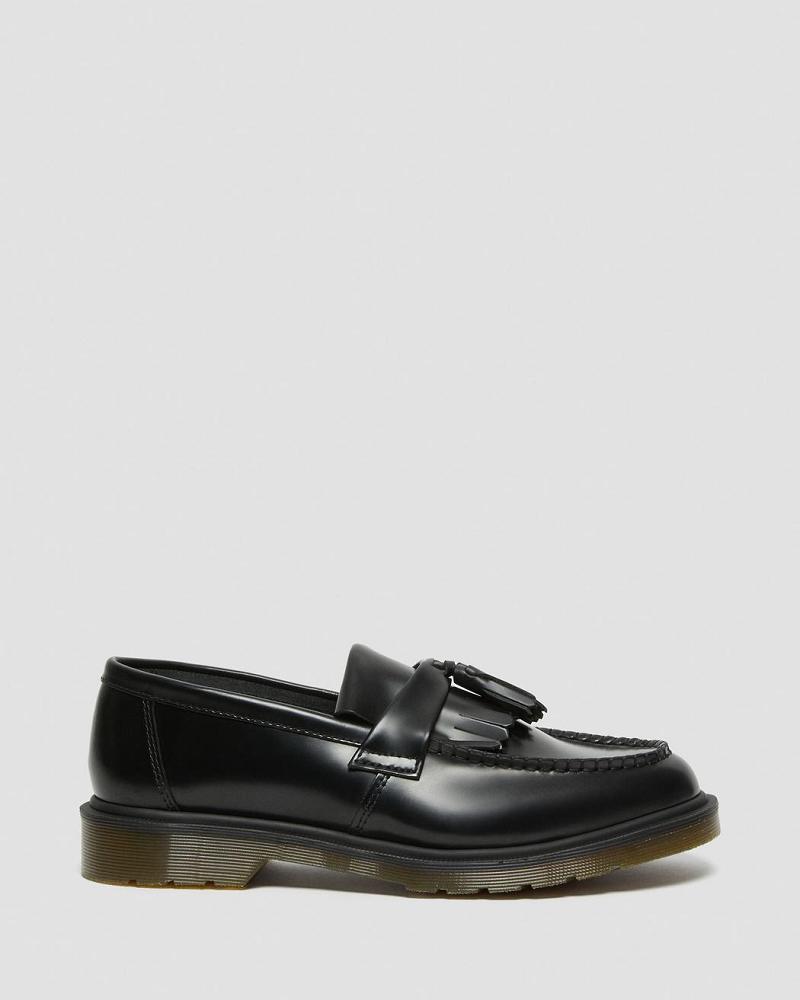 Men's Dr Martens Adrian Smooth Leather Tassle Loafers Oxfords Shoes Black | AU 615CTV